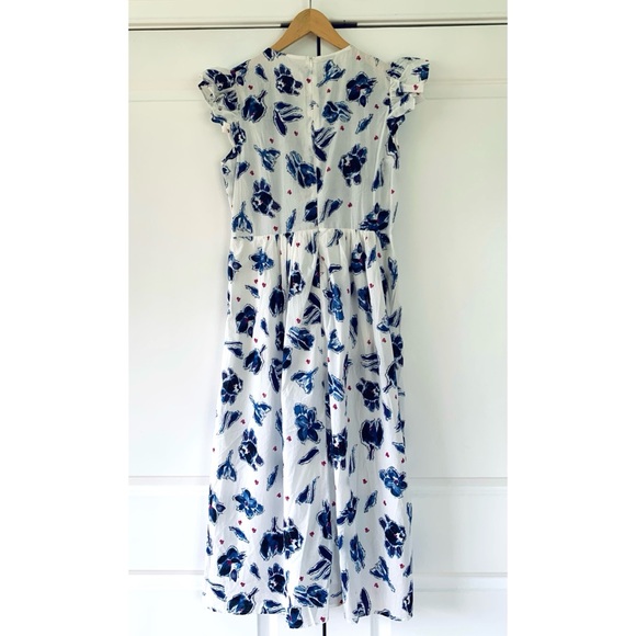 Baum Und Pferdgarten Dress Admore Smocked Blue Floral Midi Sundress Size 38 US 8 - Picture 3 of 8